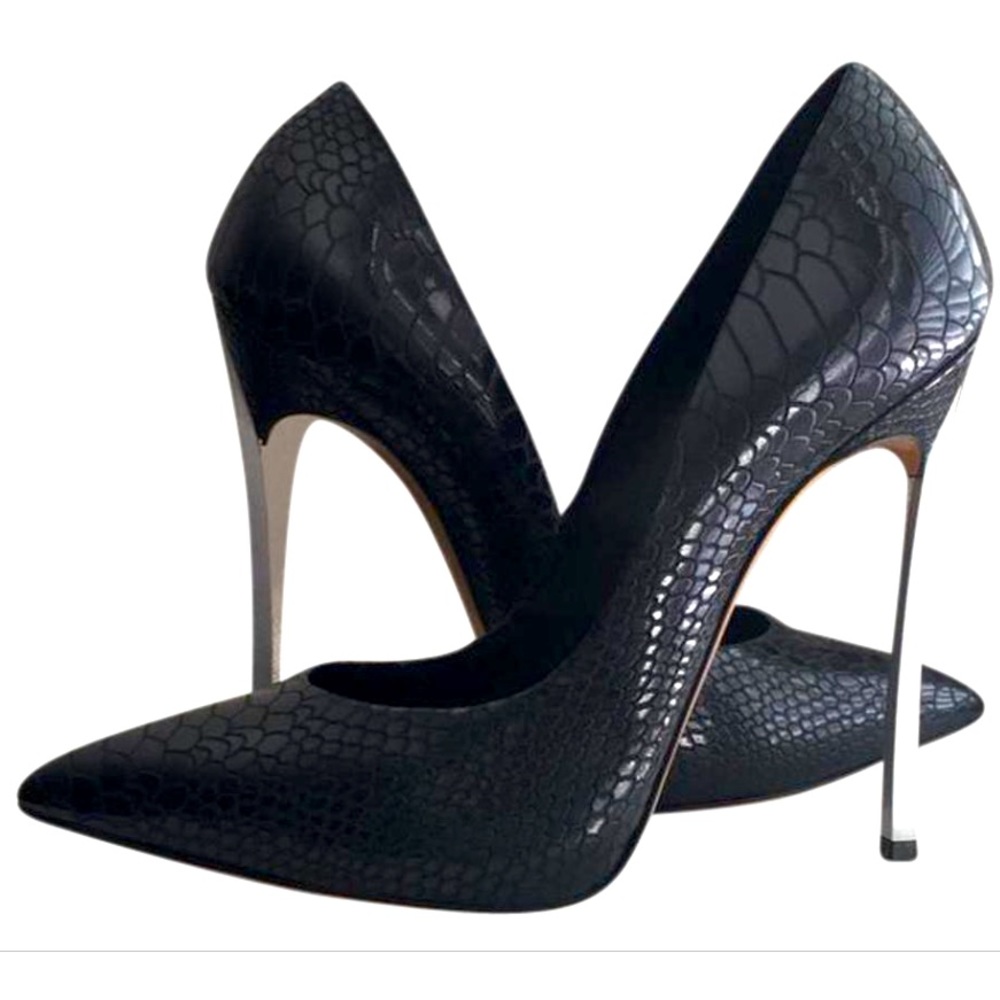 Casadei Black Blade-Python Print Pumps - image 1